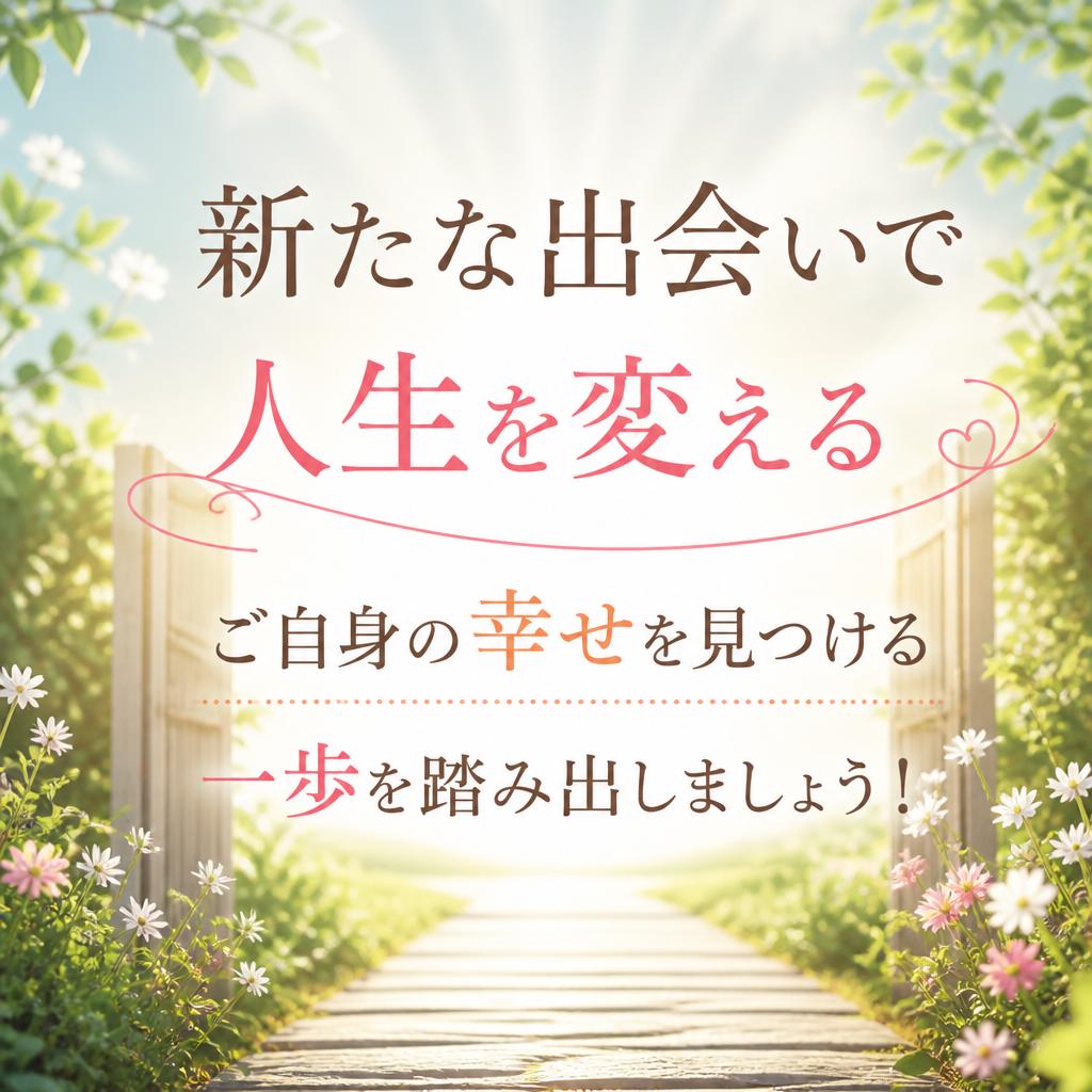 新たな出会いで人生を変える、ご自身の幸せを見つける一歩を踏み出しましょう！