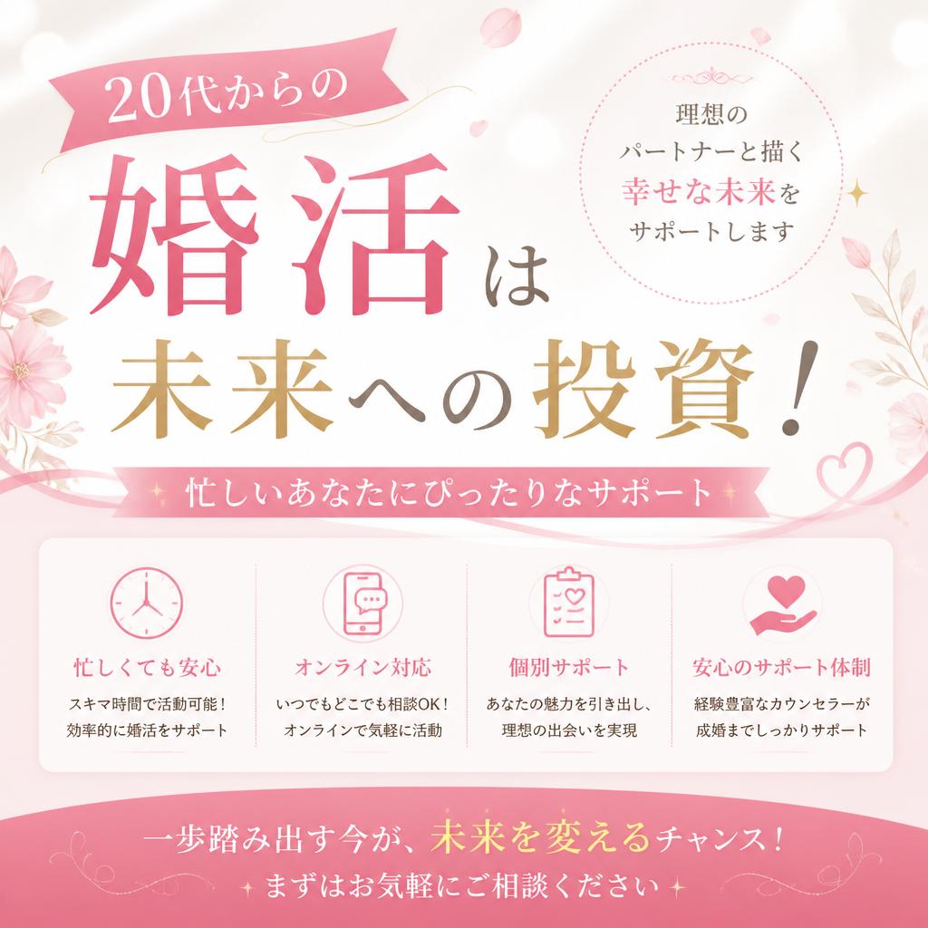 20代からの婚活は未来への投資！忙しいあなたにぴったりなサポート
