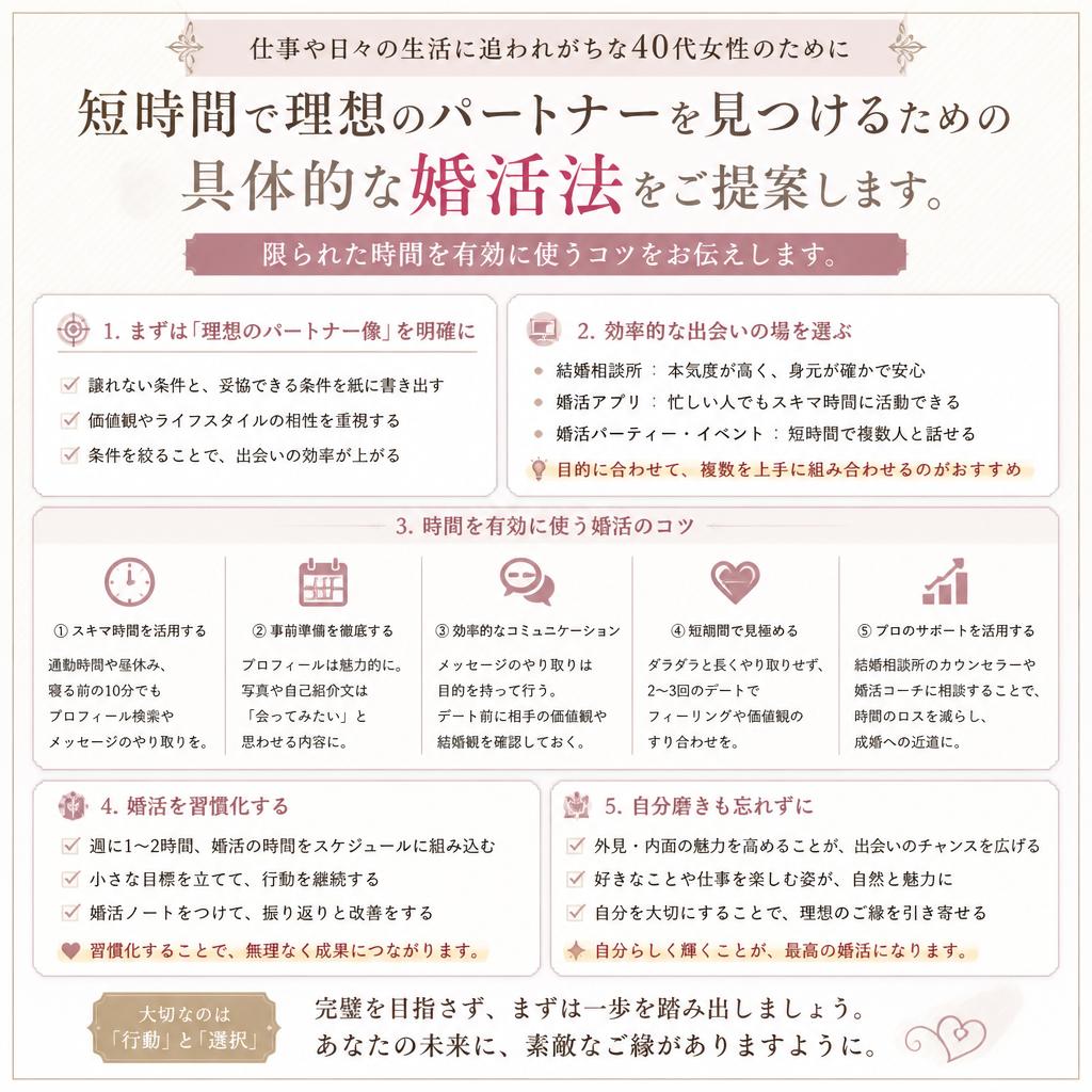 忙しい女性のための効率的な婚活法