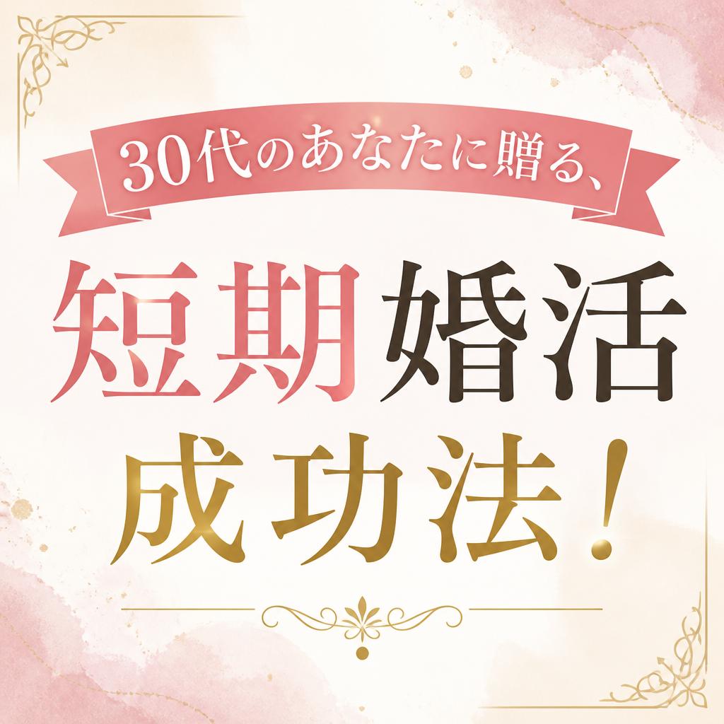 30代のあなたに贈る、短期婚活成功法！