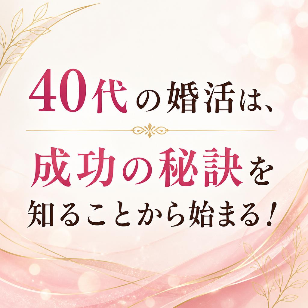 40代の婚活は、成功の秘訣を知ることから始まる！