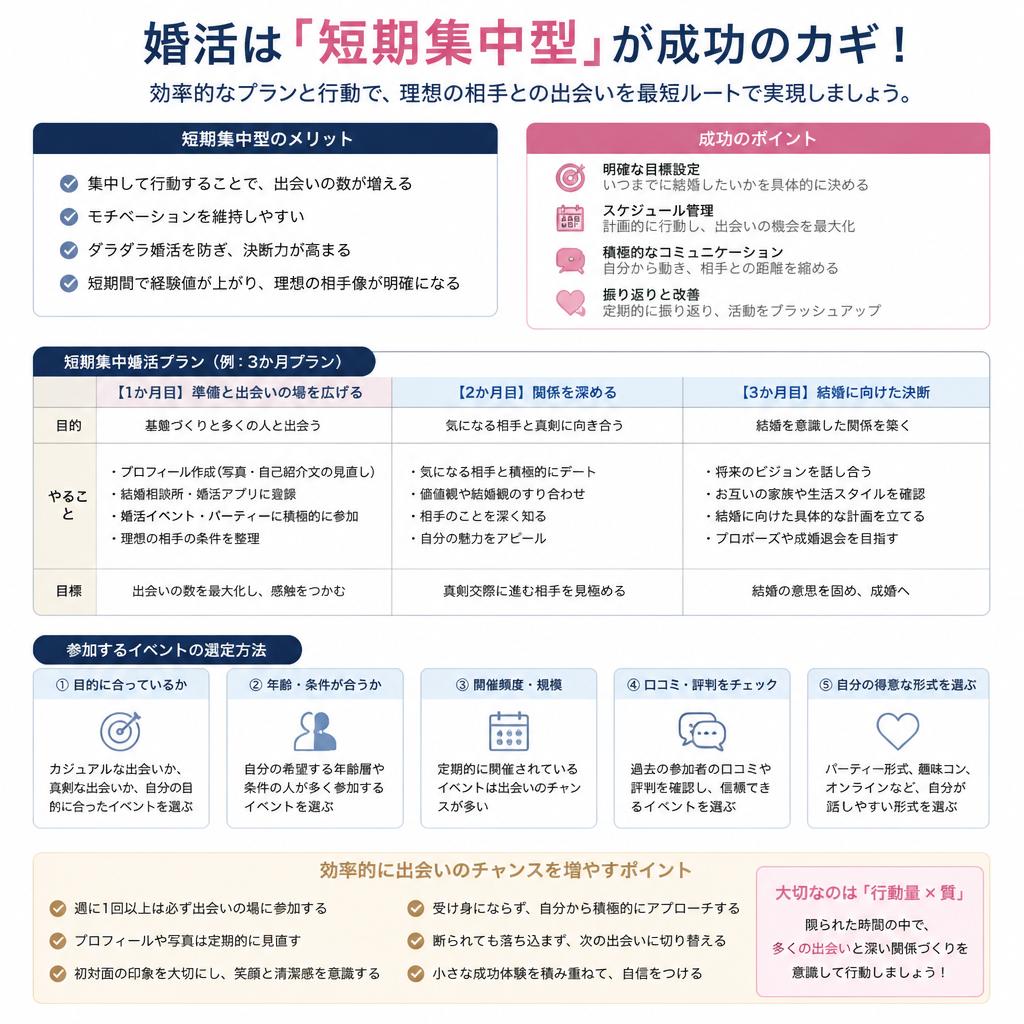 成婚率を上げるための短期集中戦略