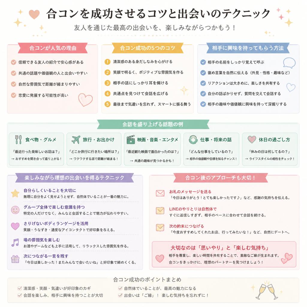 合コンを成功に導くテクニック
