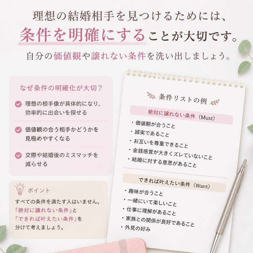 結婚相手の条件を整理しよう