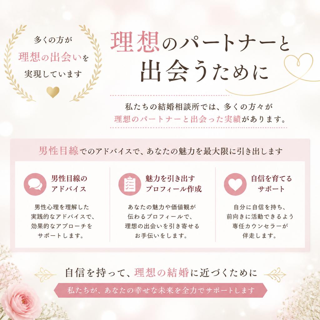 実績あるサポートで理想のパートナーとの出会いへ
