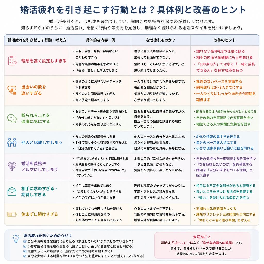 避けるべき婚活の行動