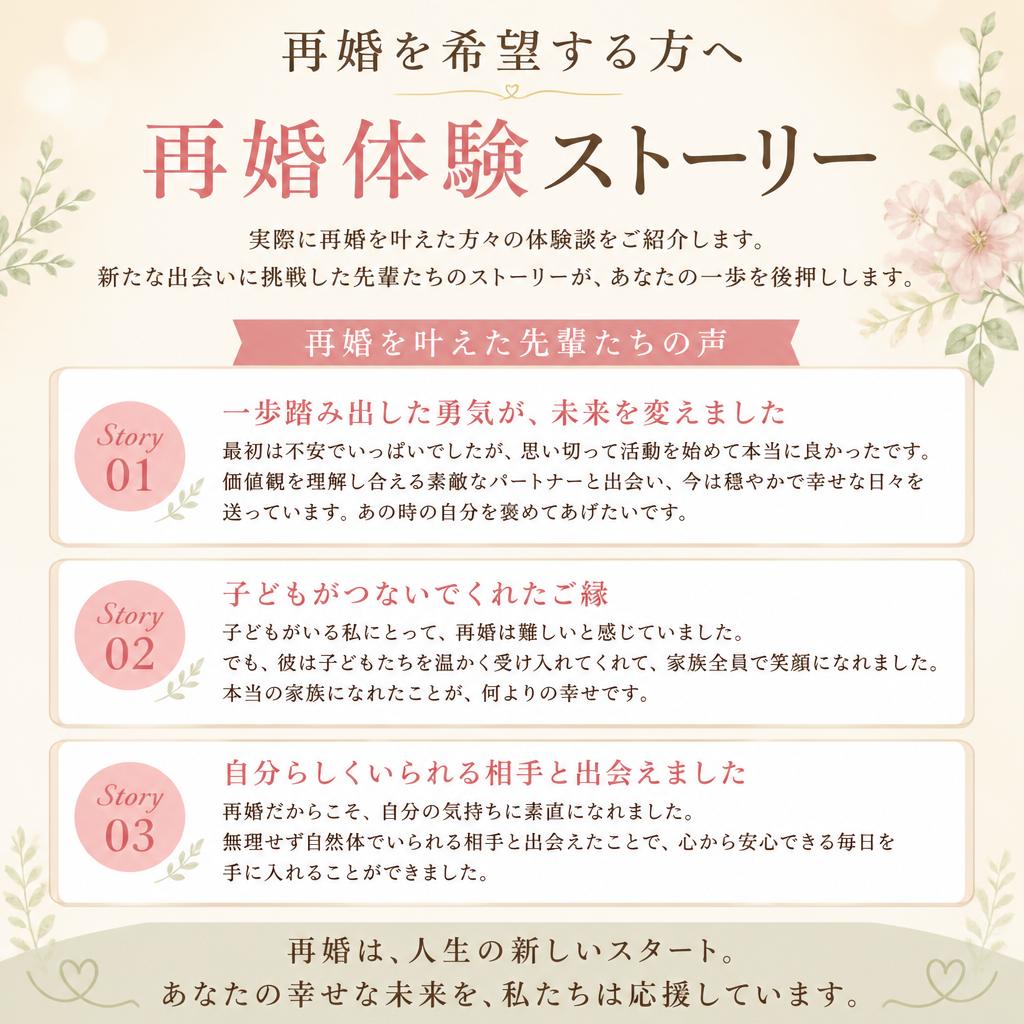 再婚を果たした方々の体験談