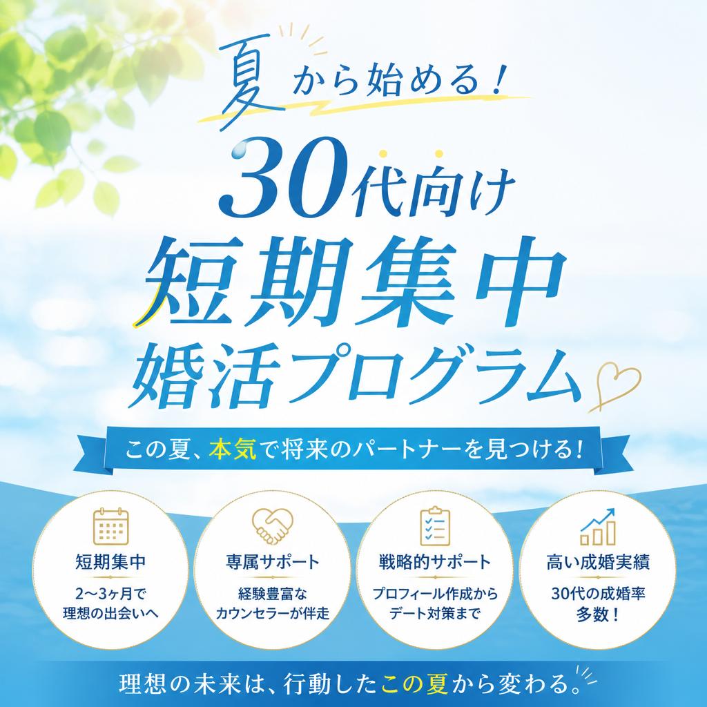 夏から始める！30代向け短期集中婚活プログラム