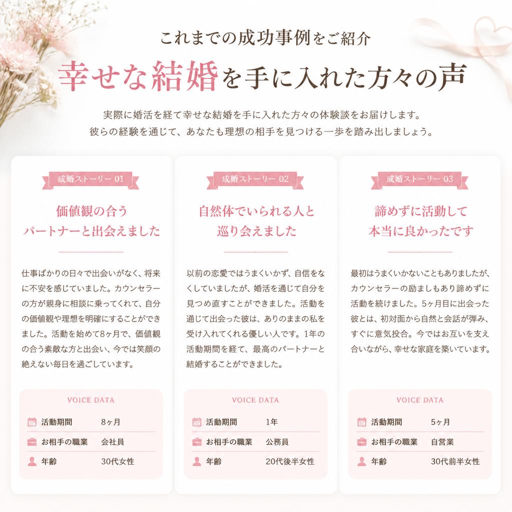 成功事例・新たな出会いの声